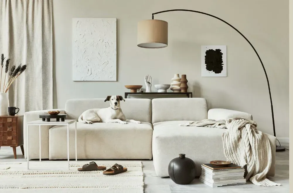 Sherwin Williams Grey Mist cozy living room
