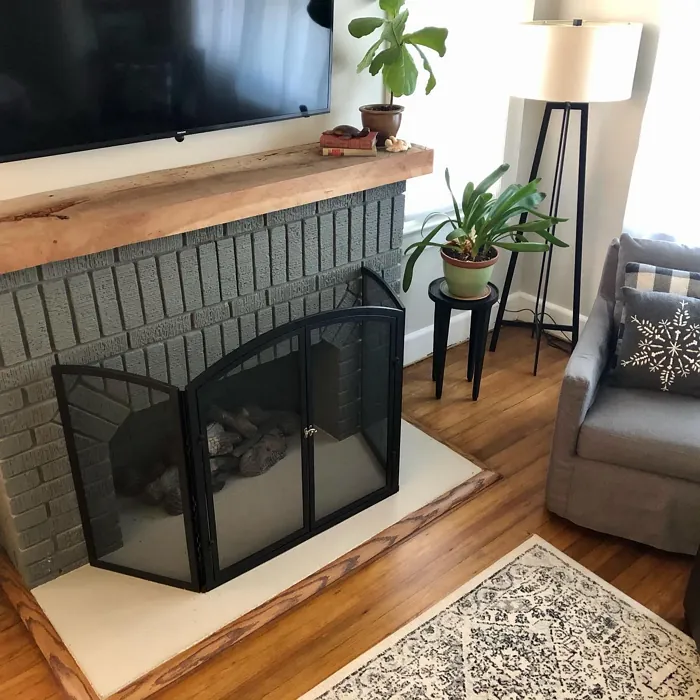 Sherwin Williams Grizzle Gray Living Room Fireplace