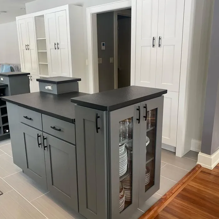 SW Grizzle Gray kitchen cabinets 