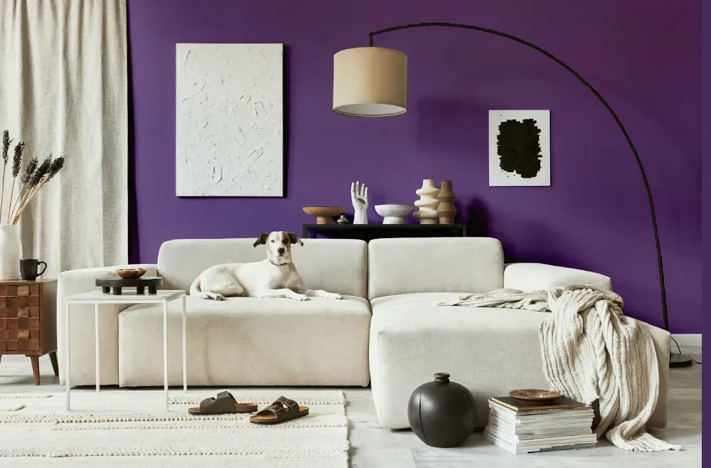 Sherwin Williams Gutsy Grape cozy living room