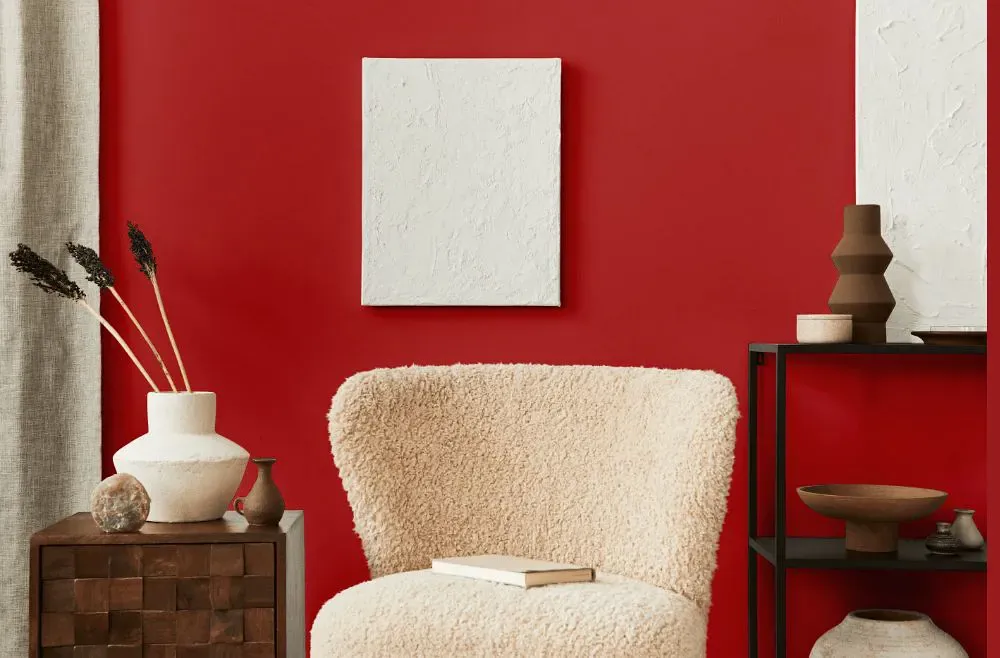 Sherwin Williams Gypsy Red living room interior