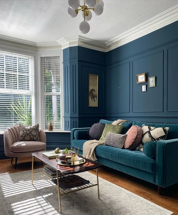 Farrow and Ball Hague Blue living room paint