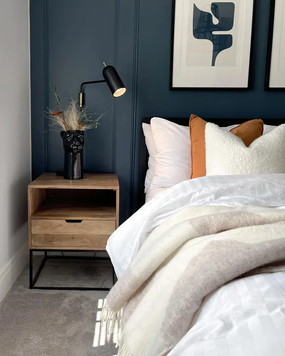 Hague Blue bedroom accent wall 