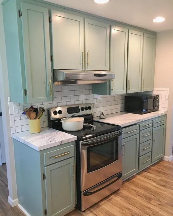 Sw Halcyon Green Painted Cabinets