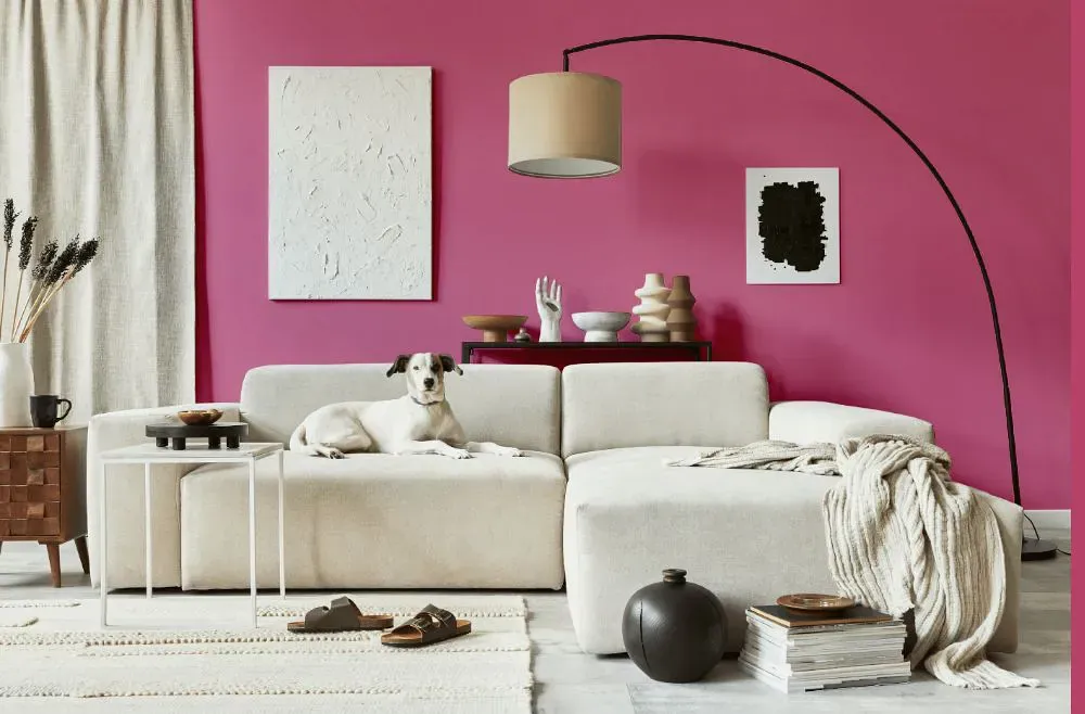 Sherwin Williams Hibiscus cozy living room