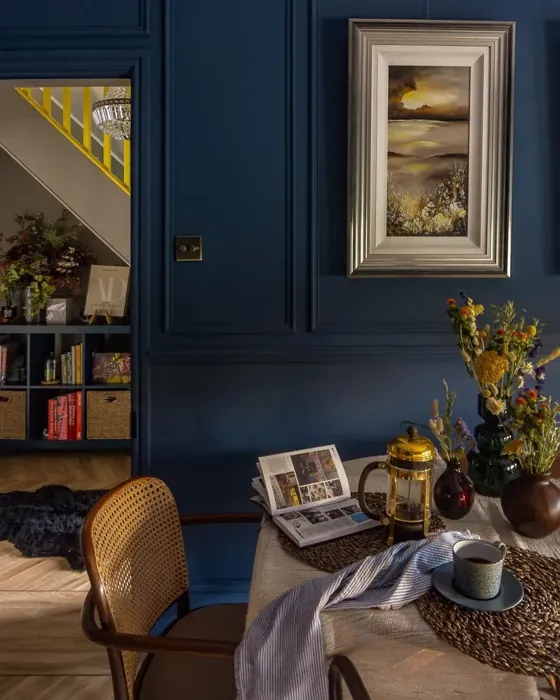 Interior with paint color Little Greene Hicks' Blue 208