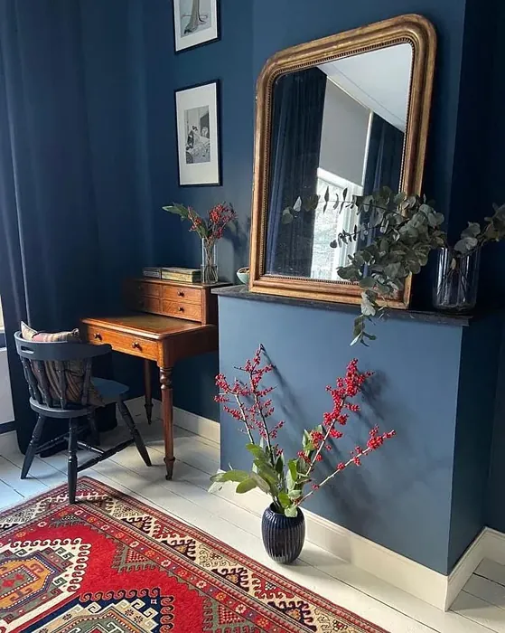 Interior with paint color Little Greene Hicks' Blue 208