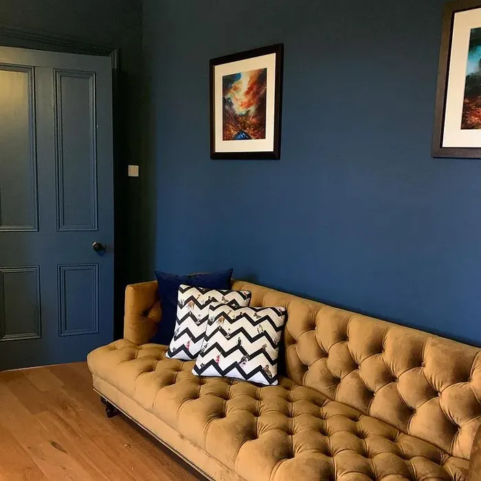 Interior with paint color Little Greene Hicks' Blue 208