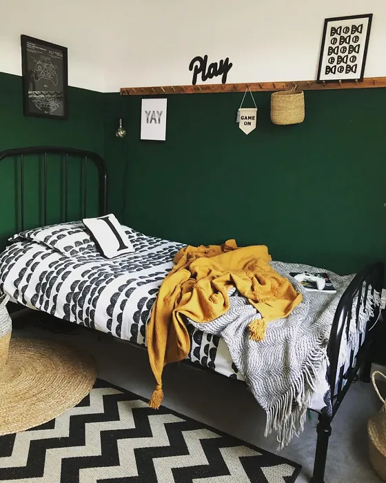 Dulux Highland Green boho bedroom 