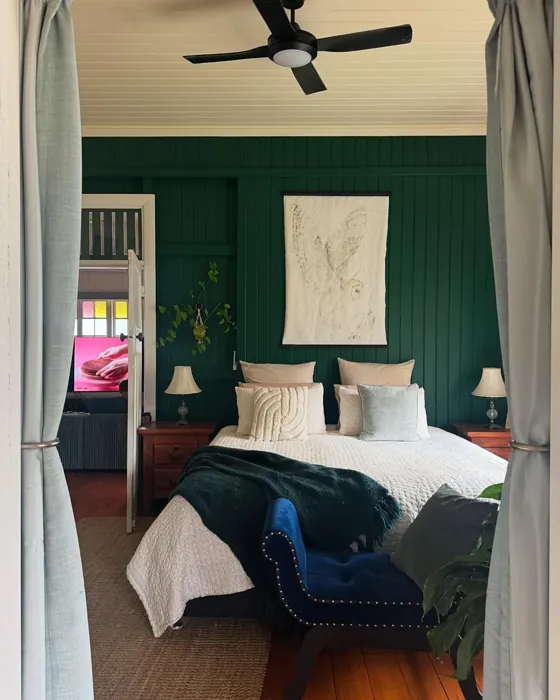 Dulux Highland Green stylish bedroom interior