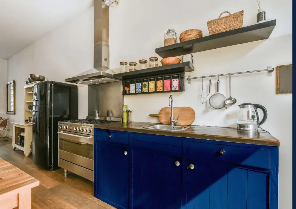 Sherwin Williams Honorable Blue kitchen cabinets