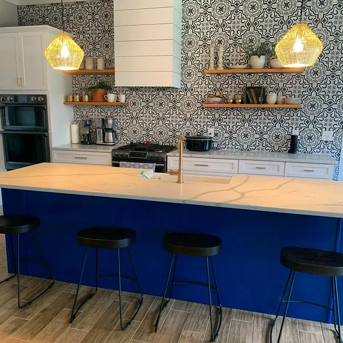 Sherwin Williams Honorable Blue kitchen island