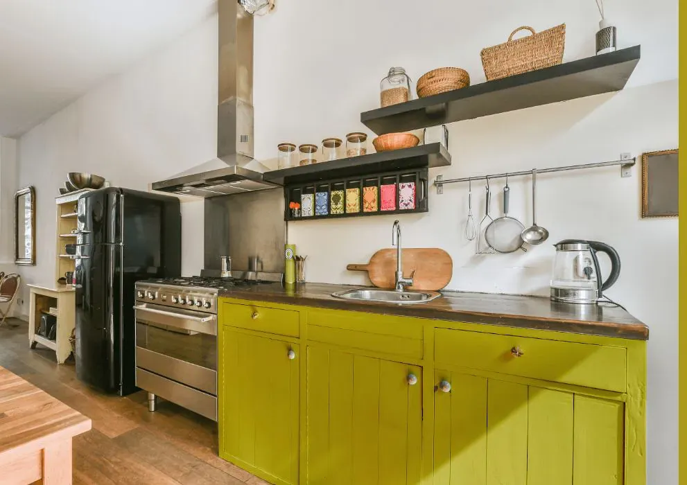 Sherwin Williams Humorous Green kitchen cabinets