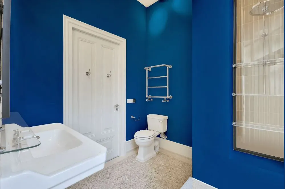 Sherwin Williams Hyper Blue bathroom
