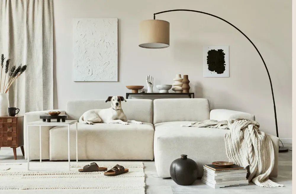 Sherwin Williams Ibis White cozy living room
