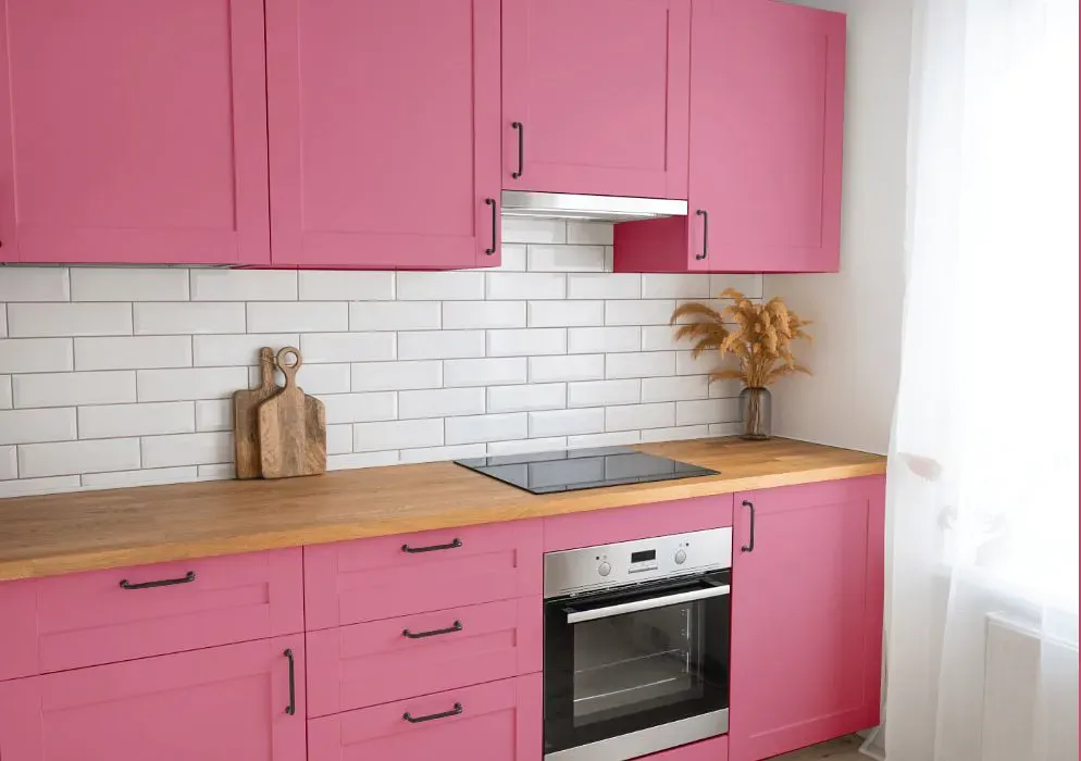 Sherwin Williams Impatient Pink kitchen cabinets