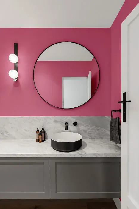 Sherwin Williams Impatient Pink minimalist bathroom