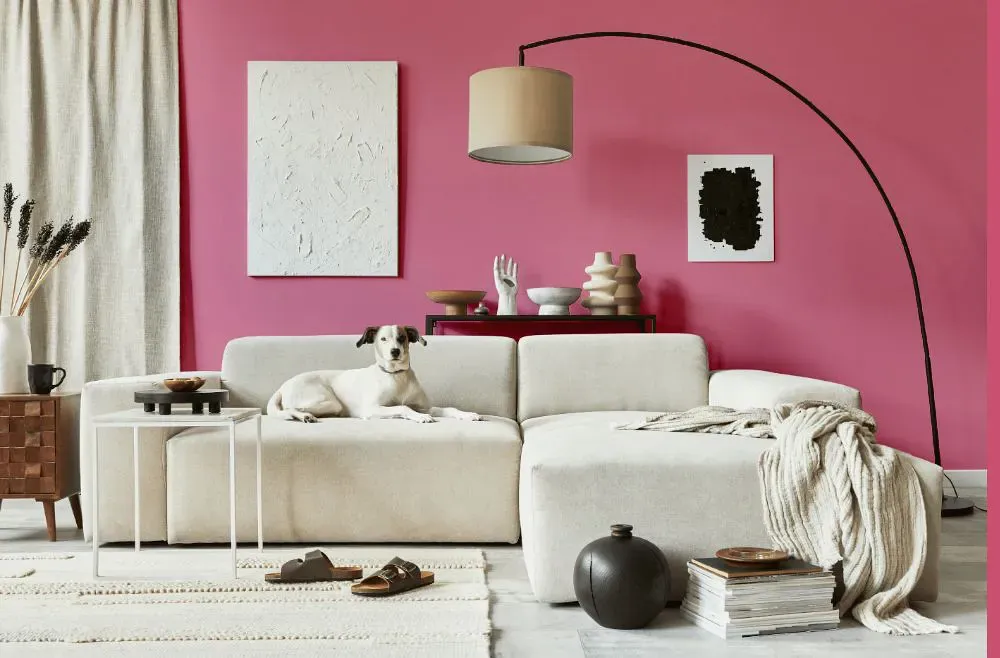 Sherwin Williams Impatient Pink cozy living room