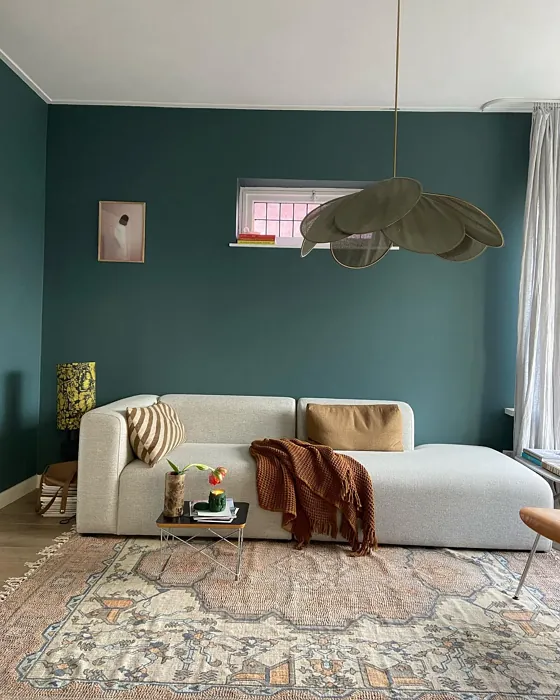 Farrow and Ball Inchyra Blue boho living room 