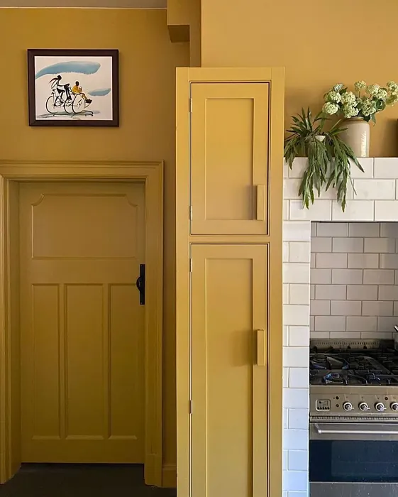 Farrow and Ball India Yellow 66 kitchen cabinets