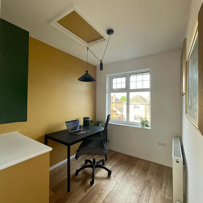 Yellow home office idea with color-block design