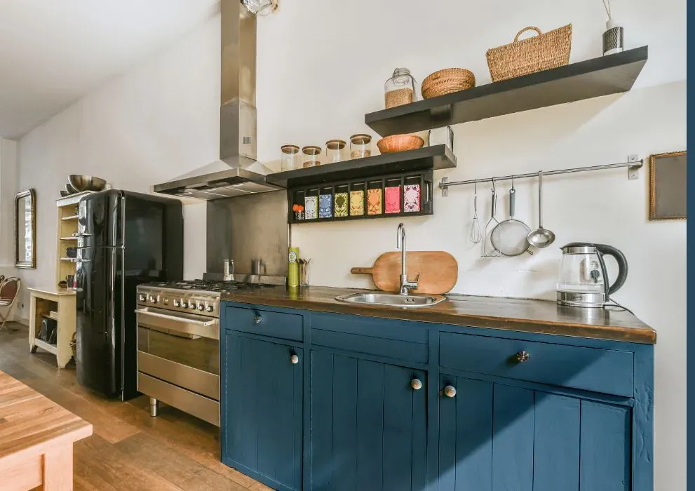 Sherwin Williams Inky Blue kitchen cabinets