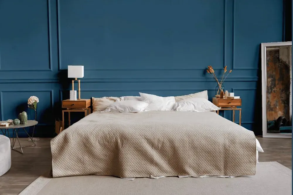 Sherwin Williams Inky Blue bedroom