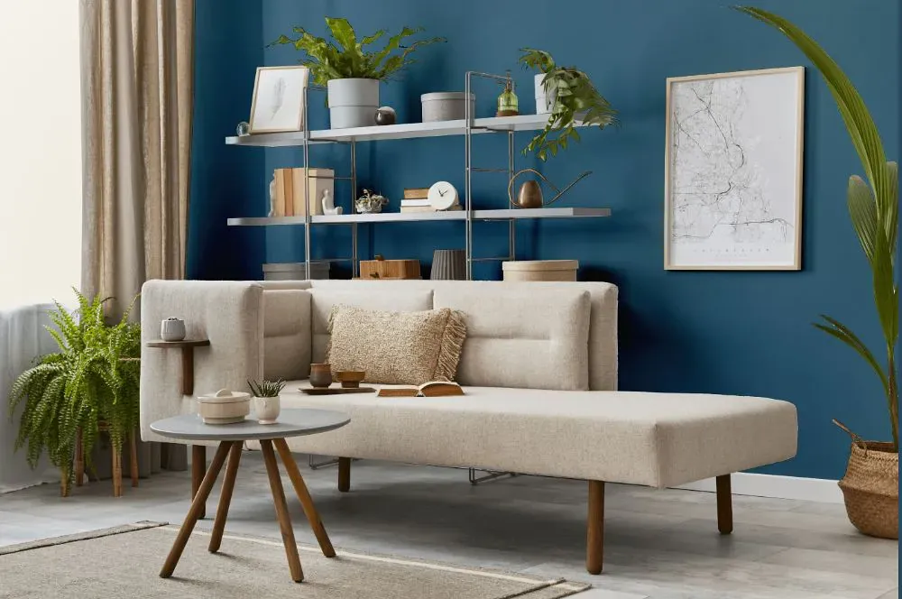 Sherwin Williams Inky Blue living room