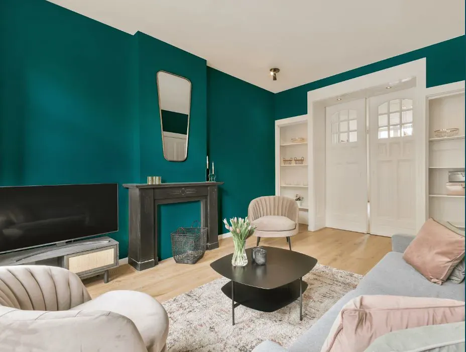 Sherwin Williams Intense Teal victorian house interior