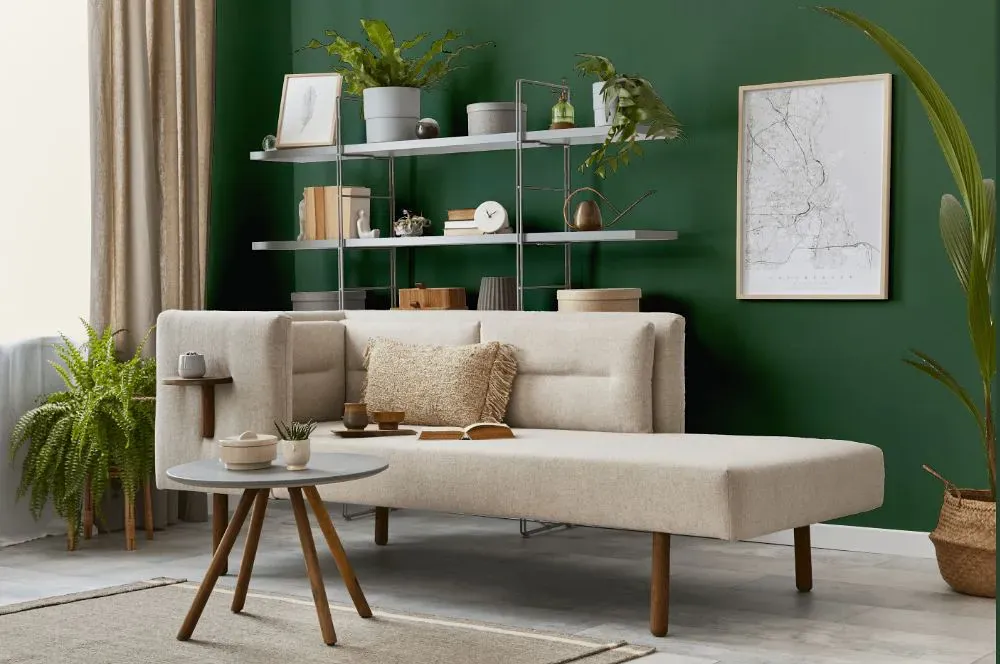 Sherwin Williams Kale Green living room