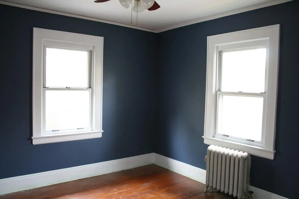 Interior with paint color Benjamin Moore Kensington Blue 840