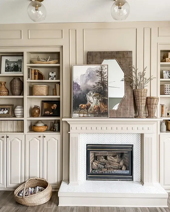 Sherwin Williams Kilim Beige Living Room Fireplace