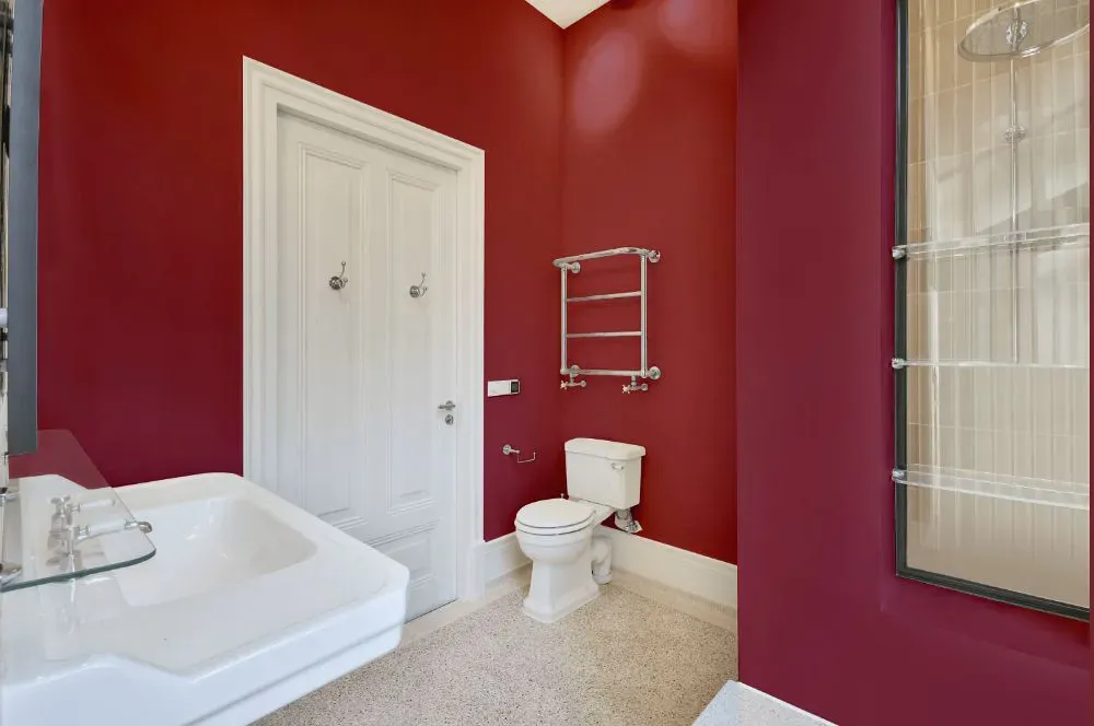Sherwin Williams Kirsch Red bathroom