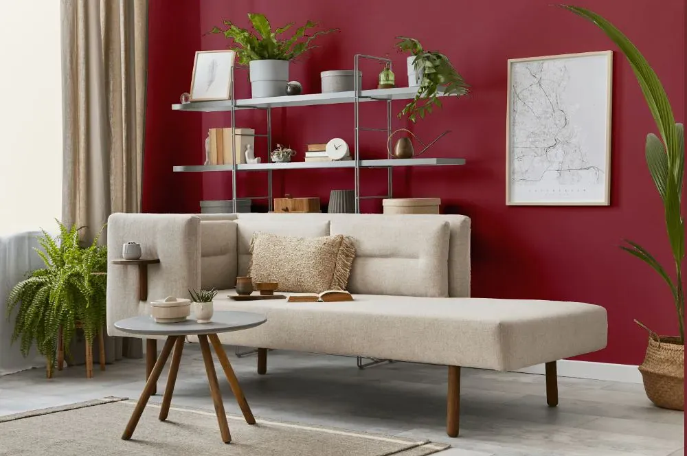 Sherwin Williams Kirsch Red living room