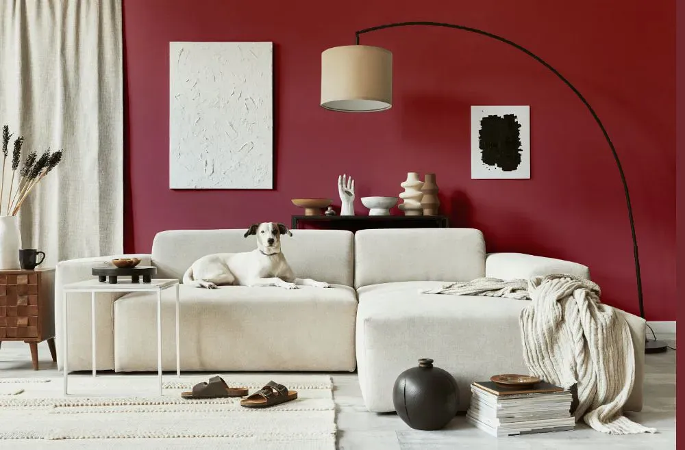 Sherwin Williams Kirsch Red cozy living room