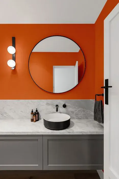 Sherwin Williams Knockout Orange minimalist bathroom