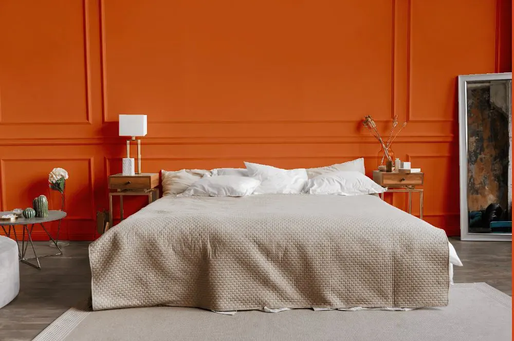 Sherwin Williams Knockout Orange bedroom