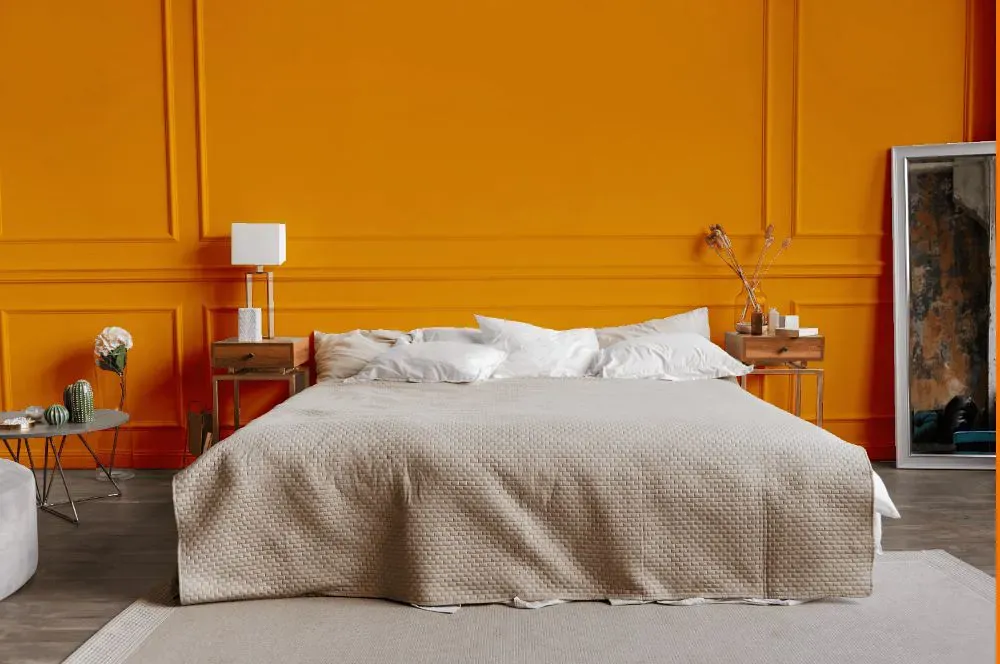 Sherwin Williams Laughing Orange bedroom