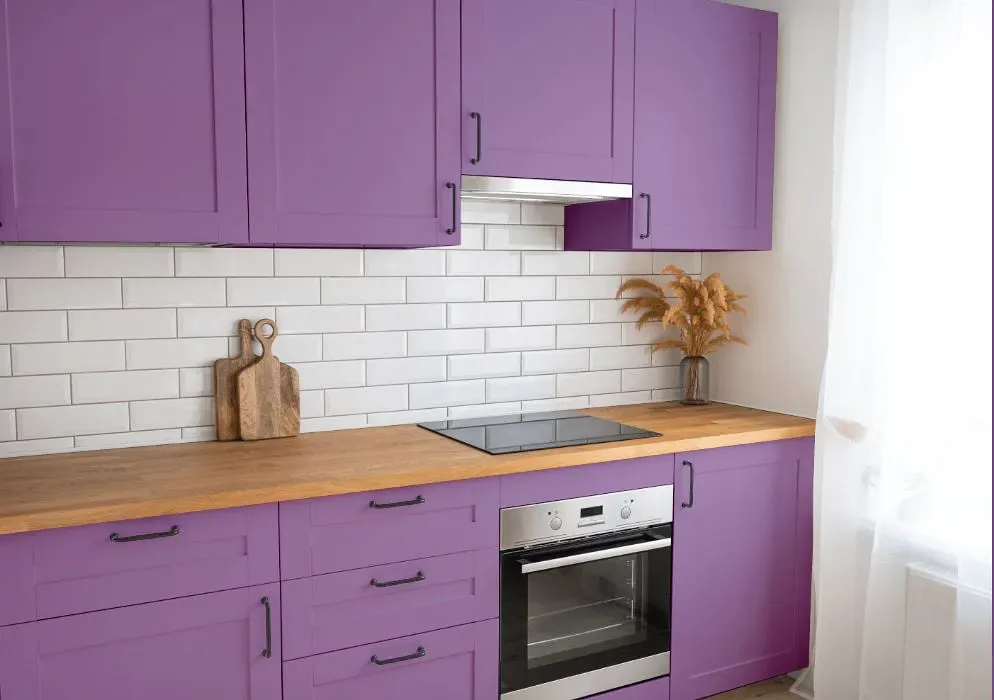 Sherwin Williams Lavish Lavender kitchen cabinets