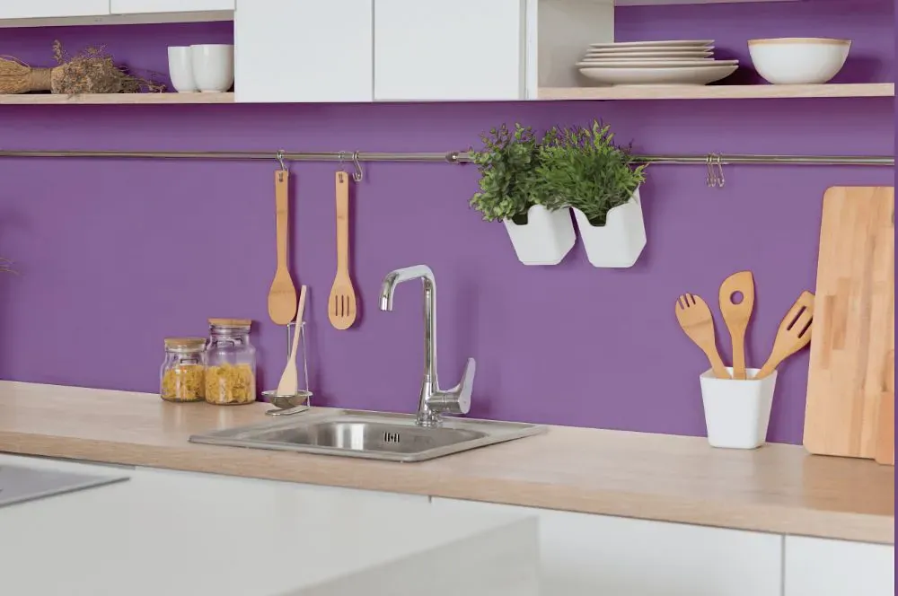 Sherwin Williams Lavish Lavender kitchen backsplash