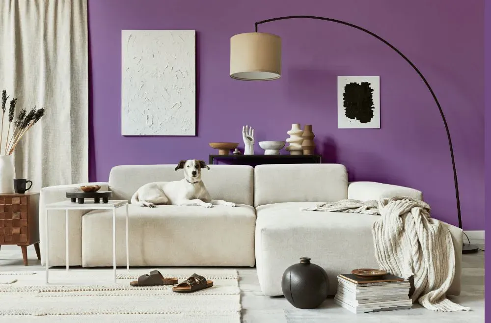 Sherwin Williams Lavish Lavender cozy living room