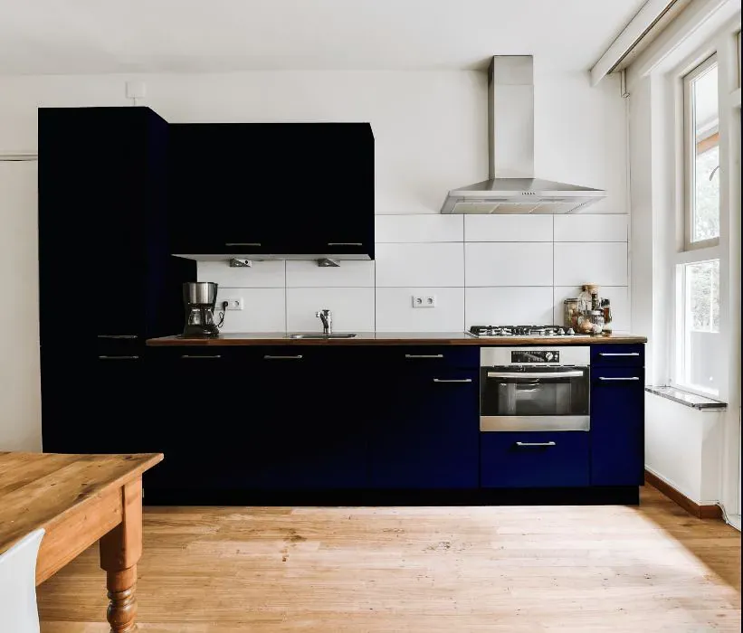 Sherwin Williams Liberty Blue kitchen cabinets