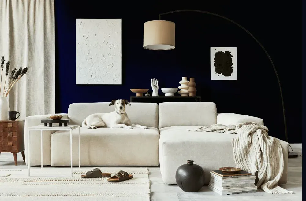 Sherwin Williams Liberty Blue cozy living room