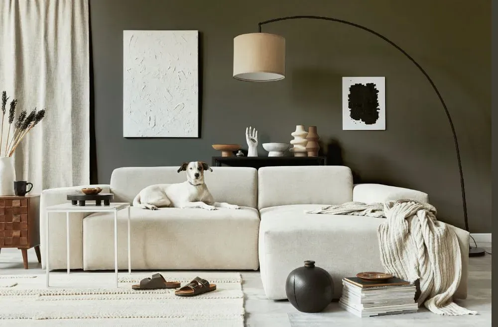 Sherwin Williams Limestone cozy living room
