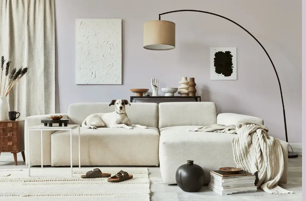 Sherwin Williams Lite Lavender cozy living room