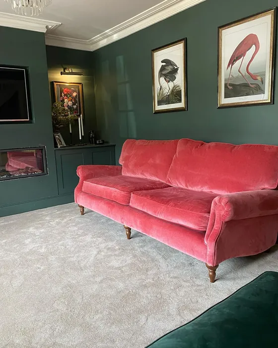 Little Greene Three Farm Green living room interior