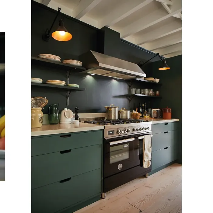 Little Greene Three Farm Green kitchen cabinets color