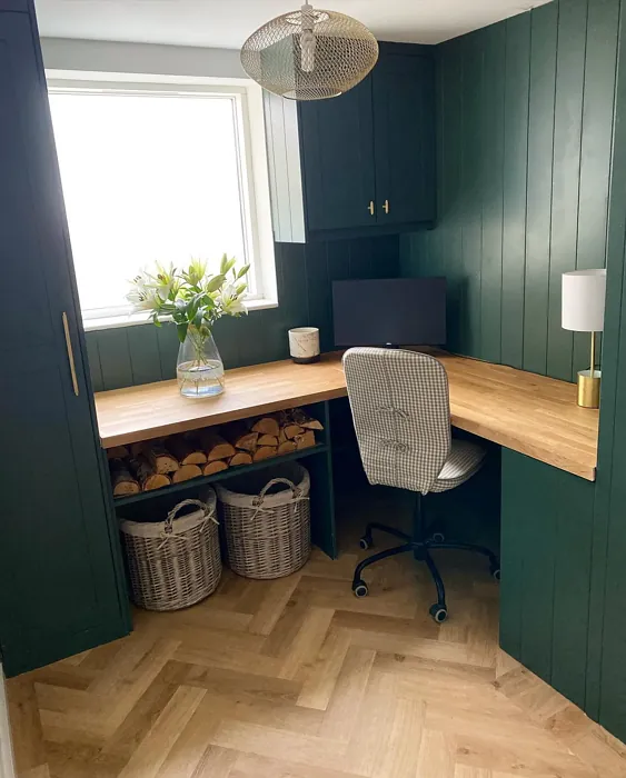 Little Greene Three Farm Green home office interior