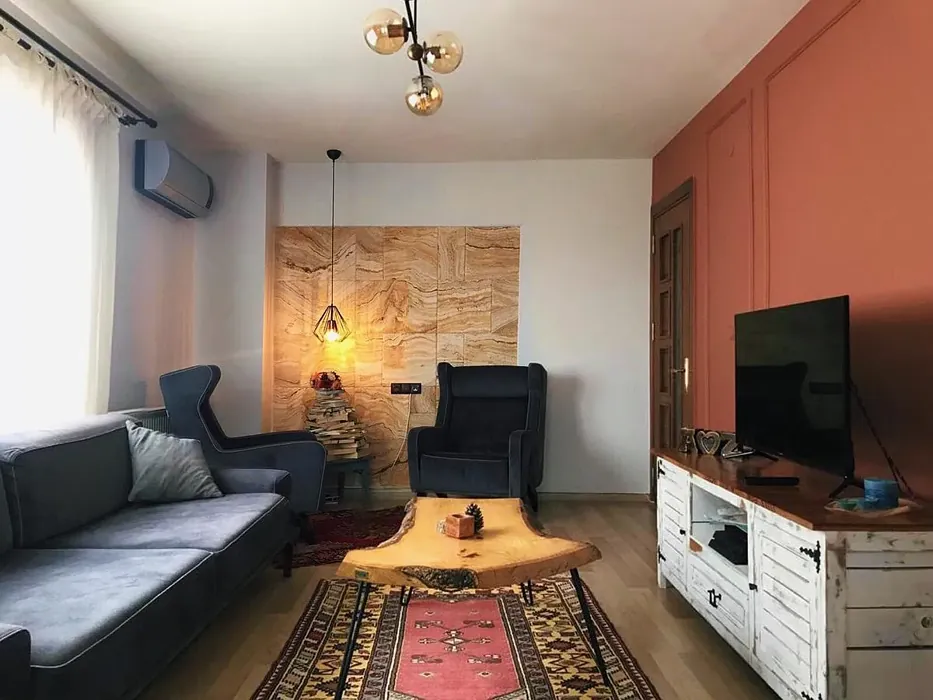 Jotun Lively Red living room accent wall