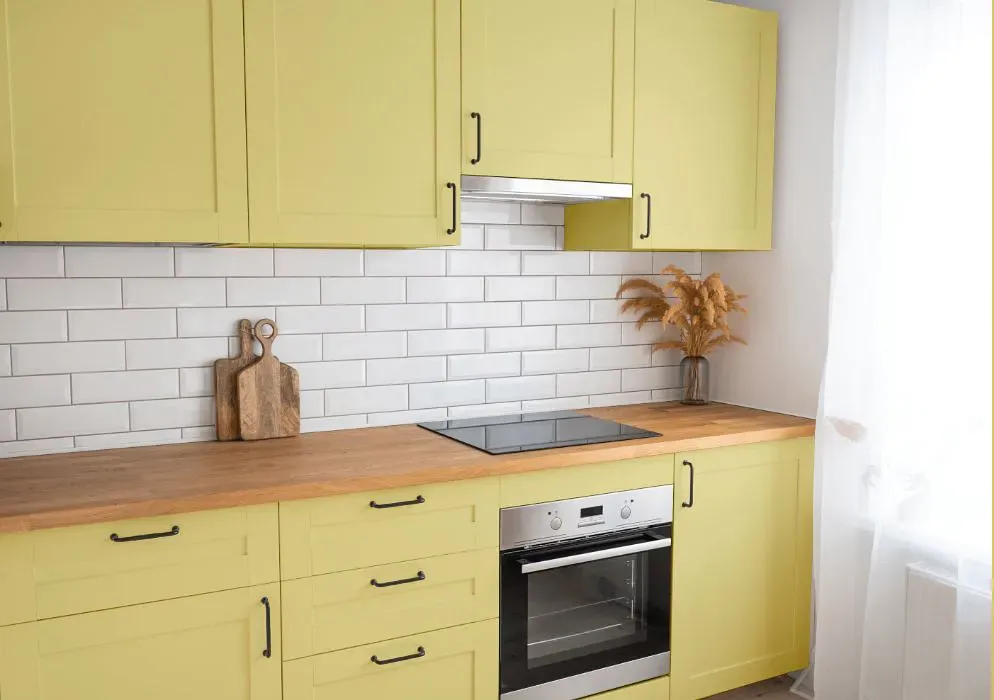 Sherwin Williams Lively Yellow kitchen cabinets